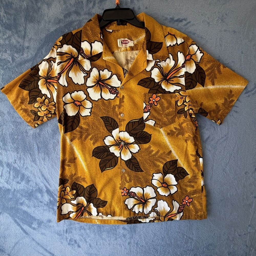 Vintage Pomare Hawaii Mens XXL Hawaiian Shirt Hibiscus Floral Aloha Tiki 70s